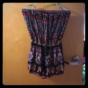 Patterned, Strapless Romper
