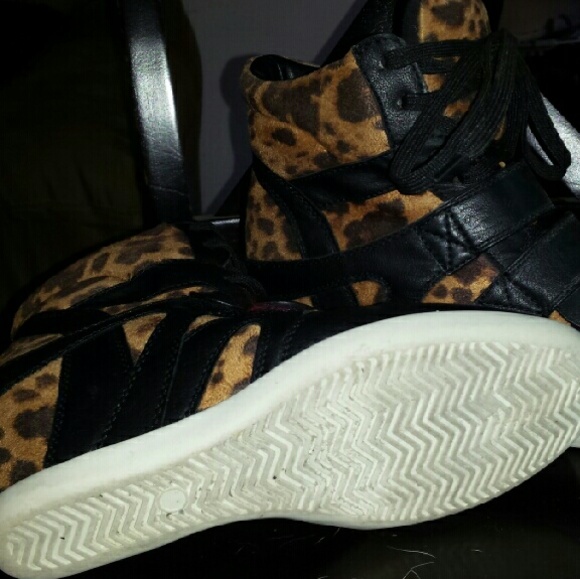 Wedge sneakers leopard print and faux leather - Picture 4 of 4