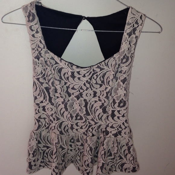 White laced opened back blouse