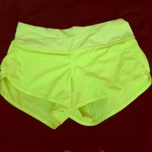 Neon Lulu Lemon athletic shorts