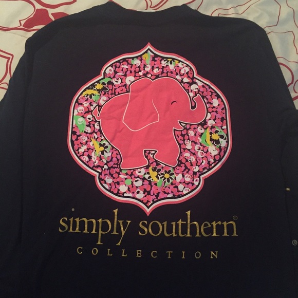 Navy elephant simply southern long sleeve shirt