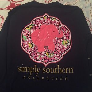 Navy elephant simply southern long sleeve shirt