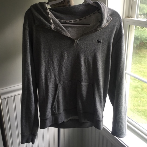 PINK gray quarter zip