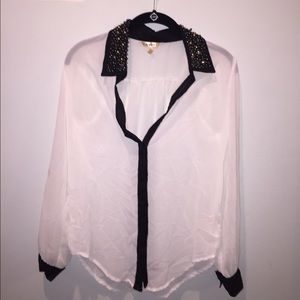 Sheer white button down