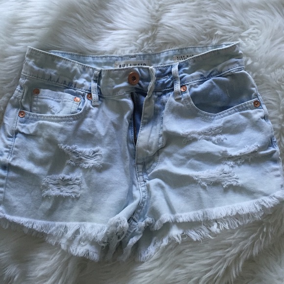 light wash high rise bullhead shorts