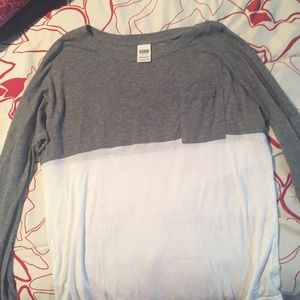Grey and white long sleeve T shirt from Pink.