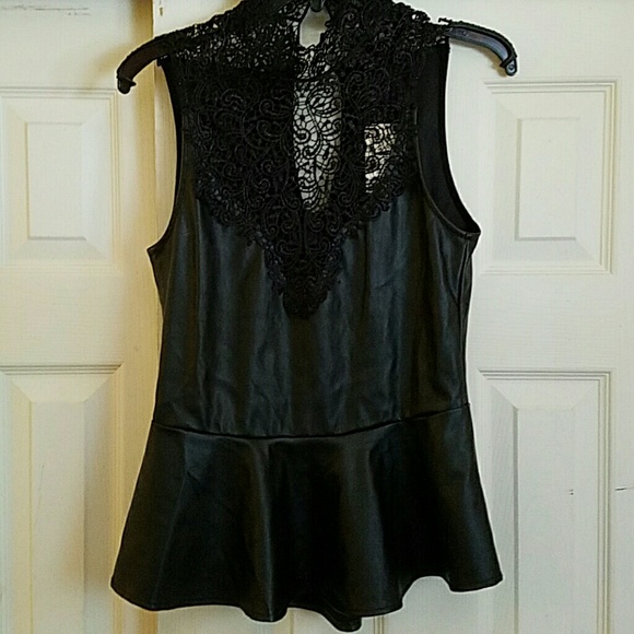 Black lace and leather top