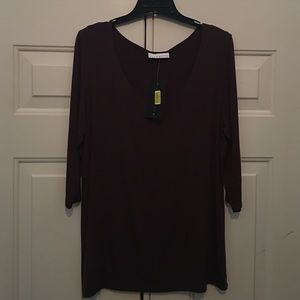 Bryn Walker Brown 3/4 Sleeve Knit Top