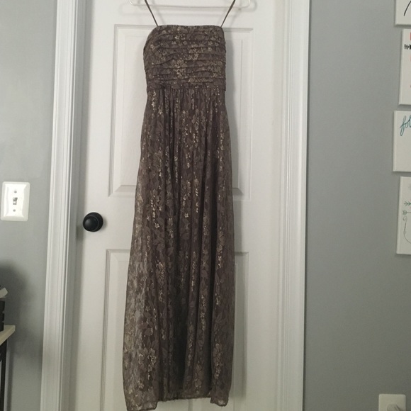 BCBG purple with gold accent formal gown