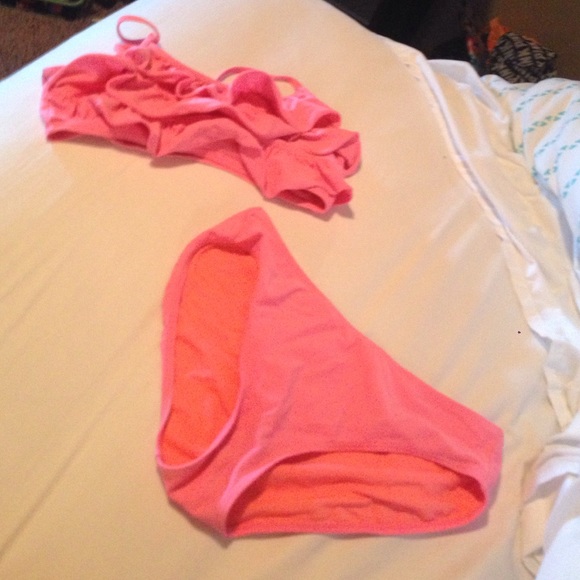 Extra small peach ruffle swimsuit