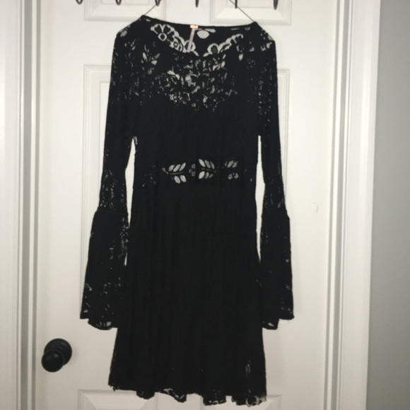 Black long sleeve free people dress