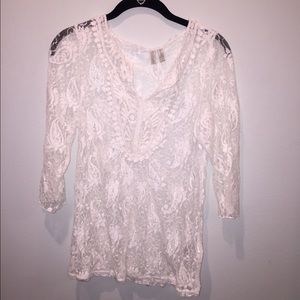 Lace white long sleeve shirt