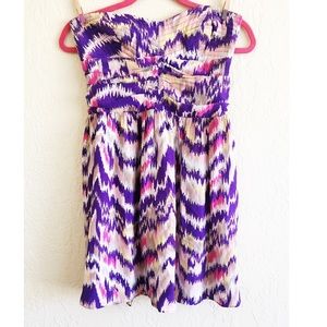 Parker Silk Strapless Print Dress, Size M