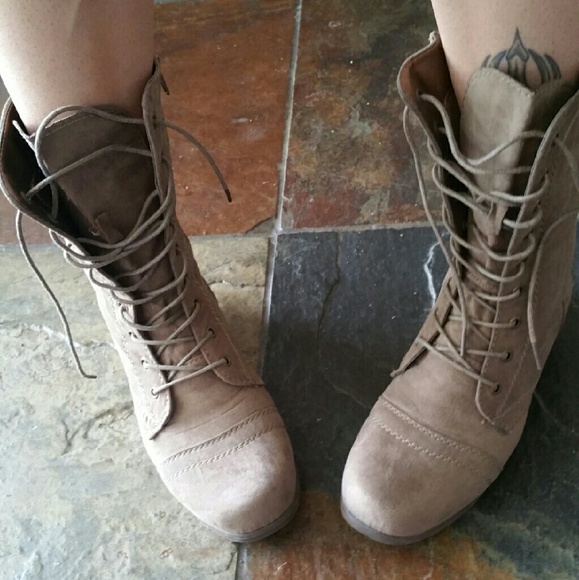 taupe combat boots