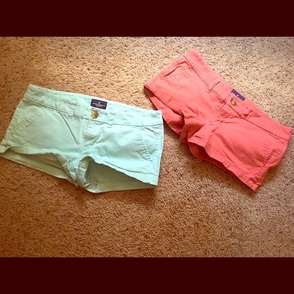 AEO Turquoise and Burnt Orange Shortie Shorts