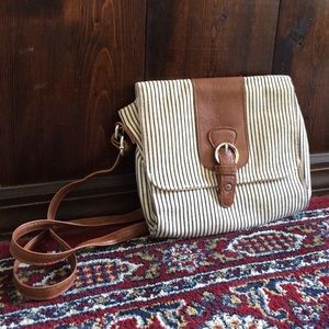 Cream and navy striped shoulder bag