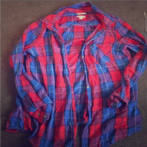 plaid shirt red blue