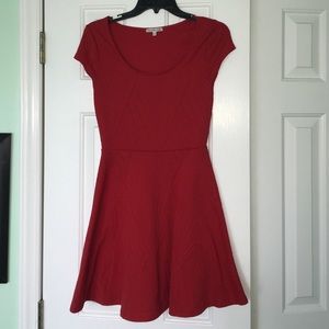 Red patterned skater dress