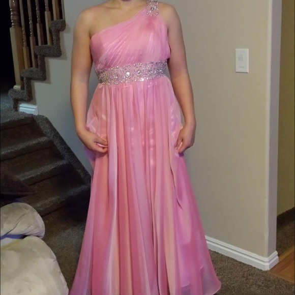 Homecoming dress with an open back. Floor length
