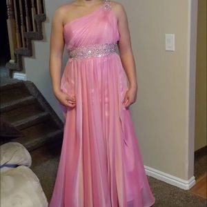Homecoming dress with an open back. Floor length