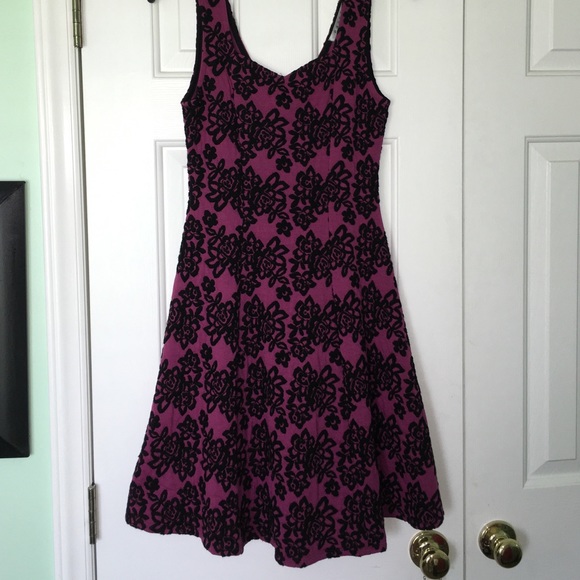 Purple and Black Floral A-line Dress - Picture 1 of 3