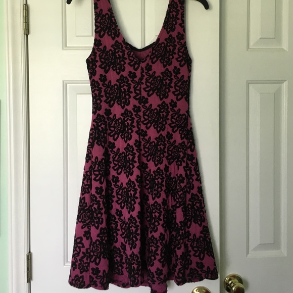 Purple and Black Floral A-line Dress - Picture 3 of 3