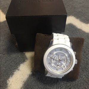 Oversized white silicone Michael Kors watch