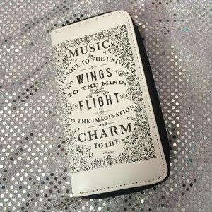 White Music Quote Zip Around Wallet