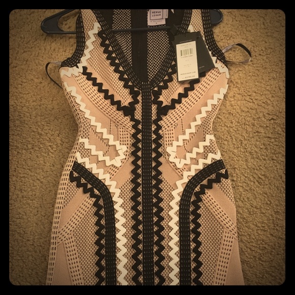 CELIA POINTELLE ZIGZAG DRESS by Herve Leger