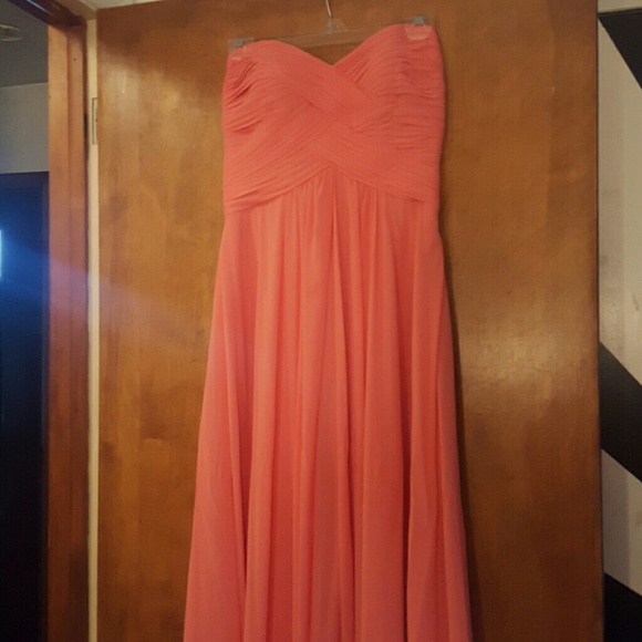 Bari Jay strapless Salmon floor length gown