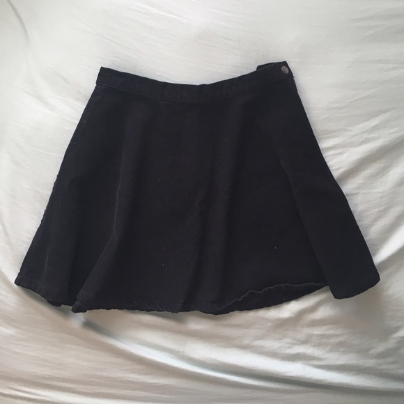 Black Corduroy High Waisted Skirt
