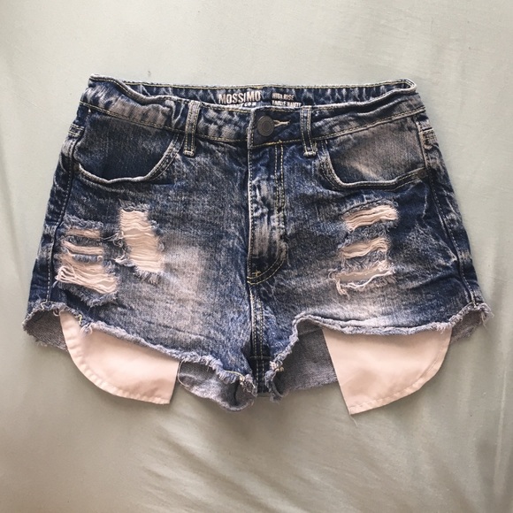 Denim Ripped High Waisted Shorts