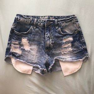 Denim Ripped High Waisted Shorts
