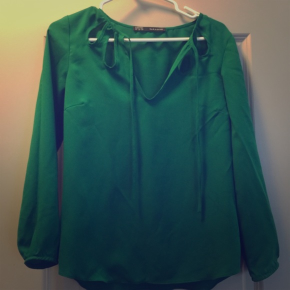 Zara Green Cutout Blouse