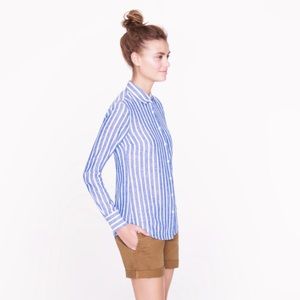 J. Crew Boy Shirt in Striped Linen