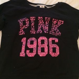 Pink bling crew neck