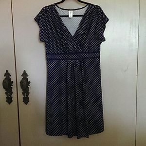 Navy Wrap Dress with White Polka Dots to Swing