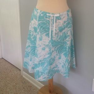 J.Crew A-line skirt aqua blue/white