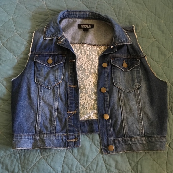 Denim Vest w/ Lace Back