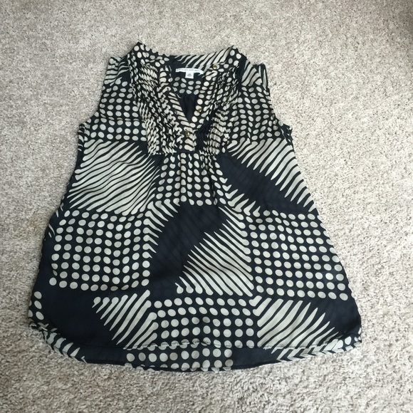 Navy Blue/Cream Printed Tank