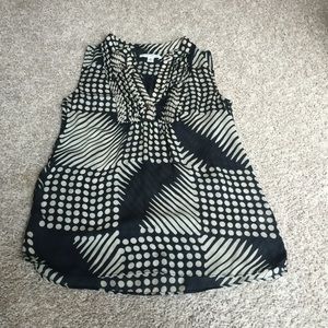 Navy Blue/Cream Printed Tank