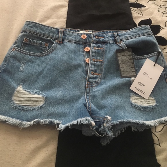 High Rise Shorts, denim with holes, size 29