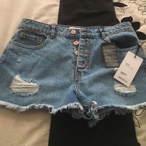 High Rise Shorts, denim with holes, size 29