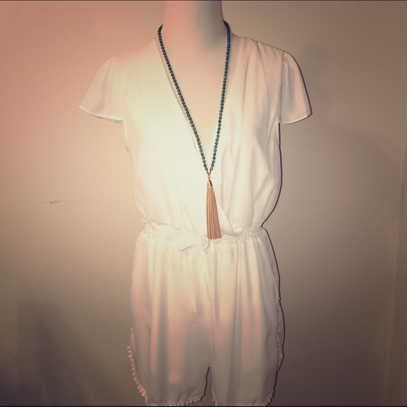 White Romper with trim