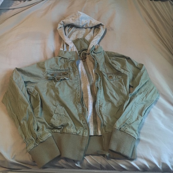 Charlotte Russe Jackets & Blazers - Green army cost with grey jersey inside