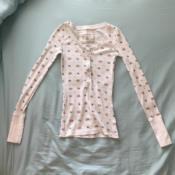 Cream Floral Thermal Long-Sleeved Shirt
