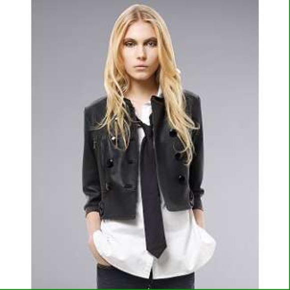 Rachel Bilson Vinyl Detail Biker Jacket