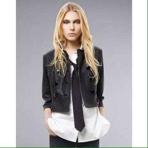 Rachel Bilson Vinyl Detail Biker Jacket