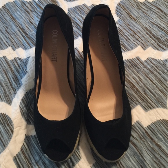 Peep Toe Black Wedges