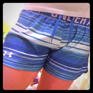 Blue striped under armour womens shorts